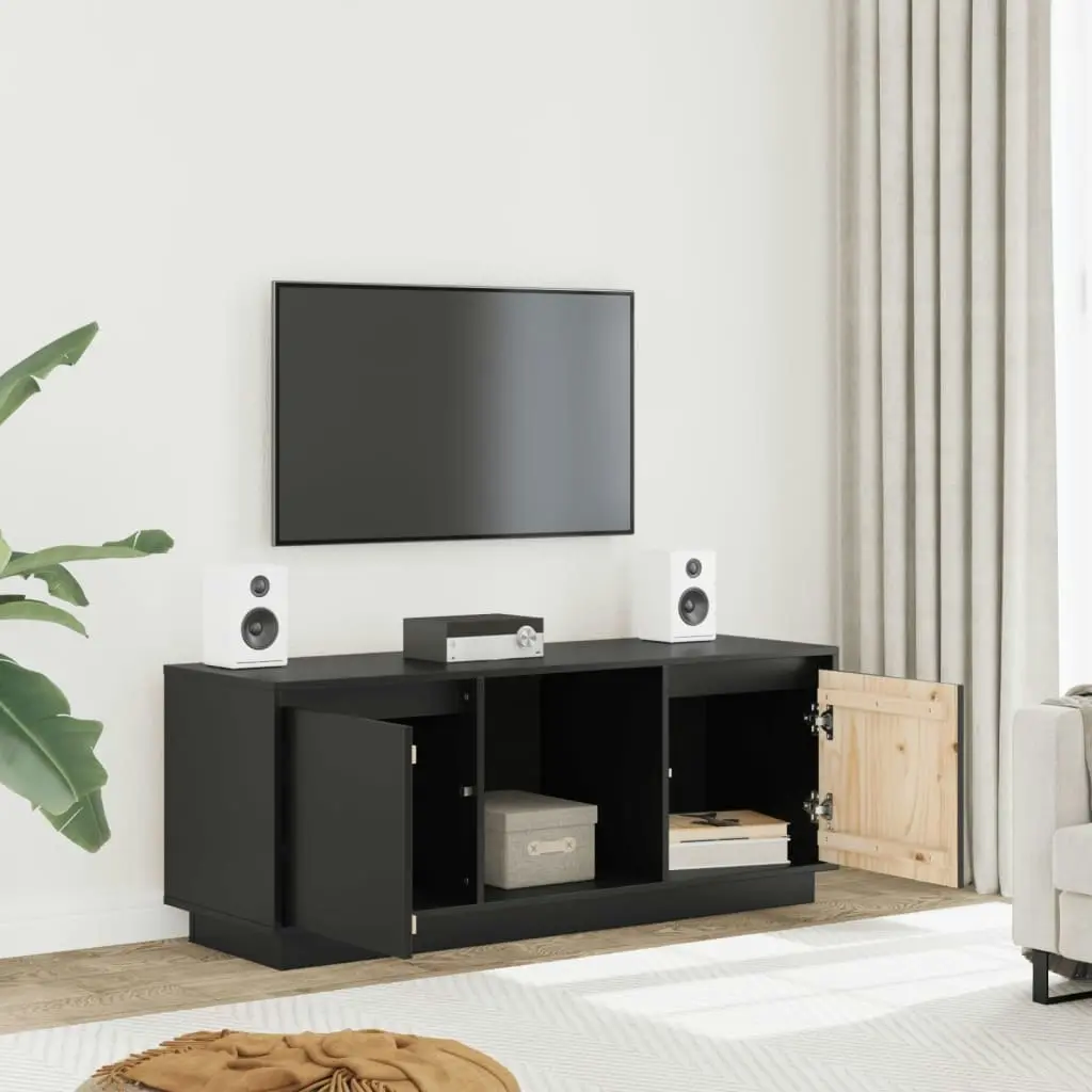 TV Cabinet Black 110.5x35x44 cm Solid Wood Pine 814343