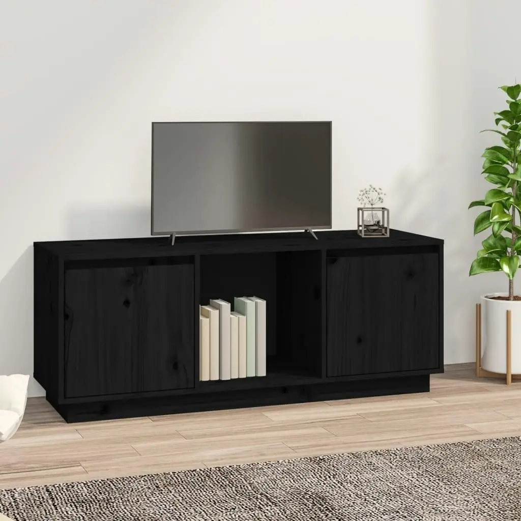 TV Cabinet Black 110.5x35x44 cm Solid Wood Pine 814343