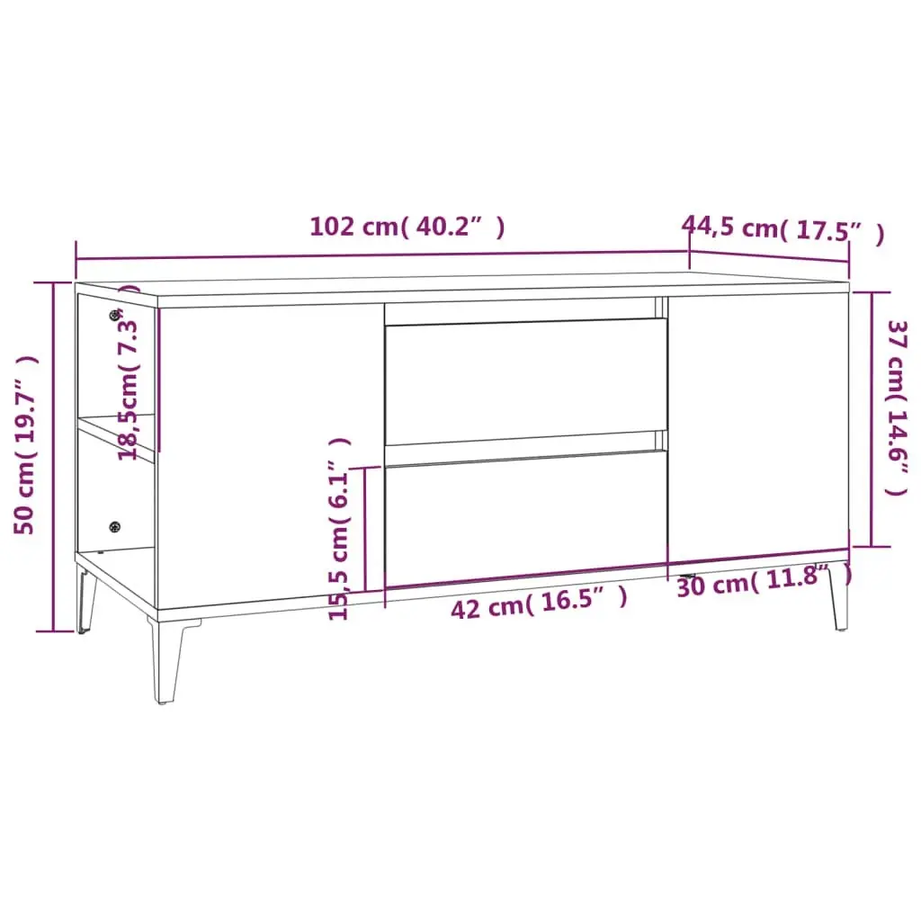 TV Cabinet Black 102x44.5x50 cm Engineered Wood 819605