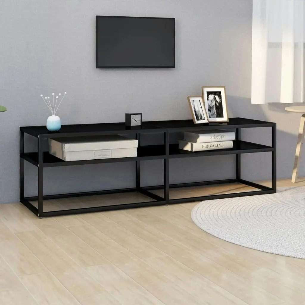 TV Cabinet Black 140x40x40.5 cm Tempered Glass 331715