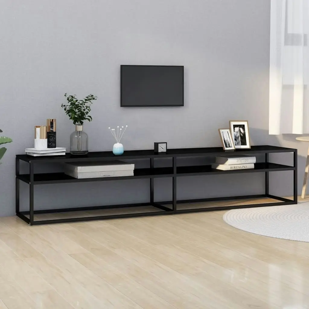 TV Cabinet Black 200x40x40.5 cm Tempered Glass 331727