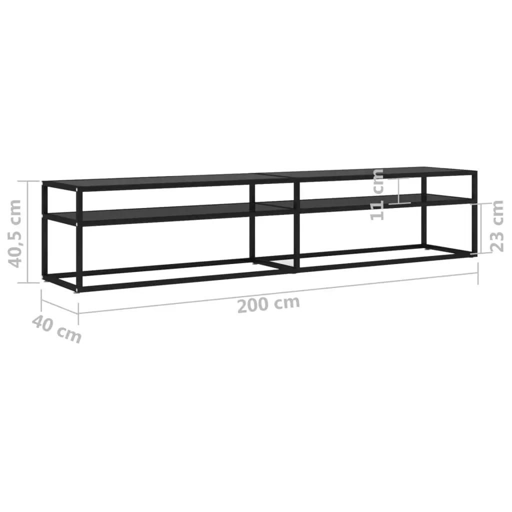 TV Cabinet Black 200x40x40.5 cm Tempered Glass 331727