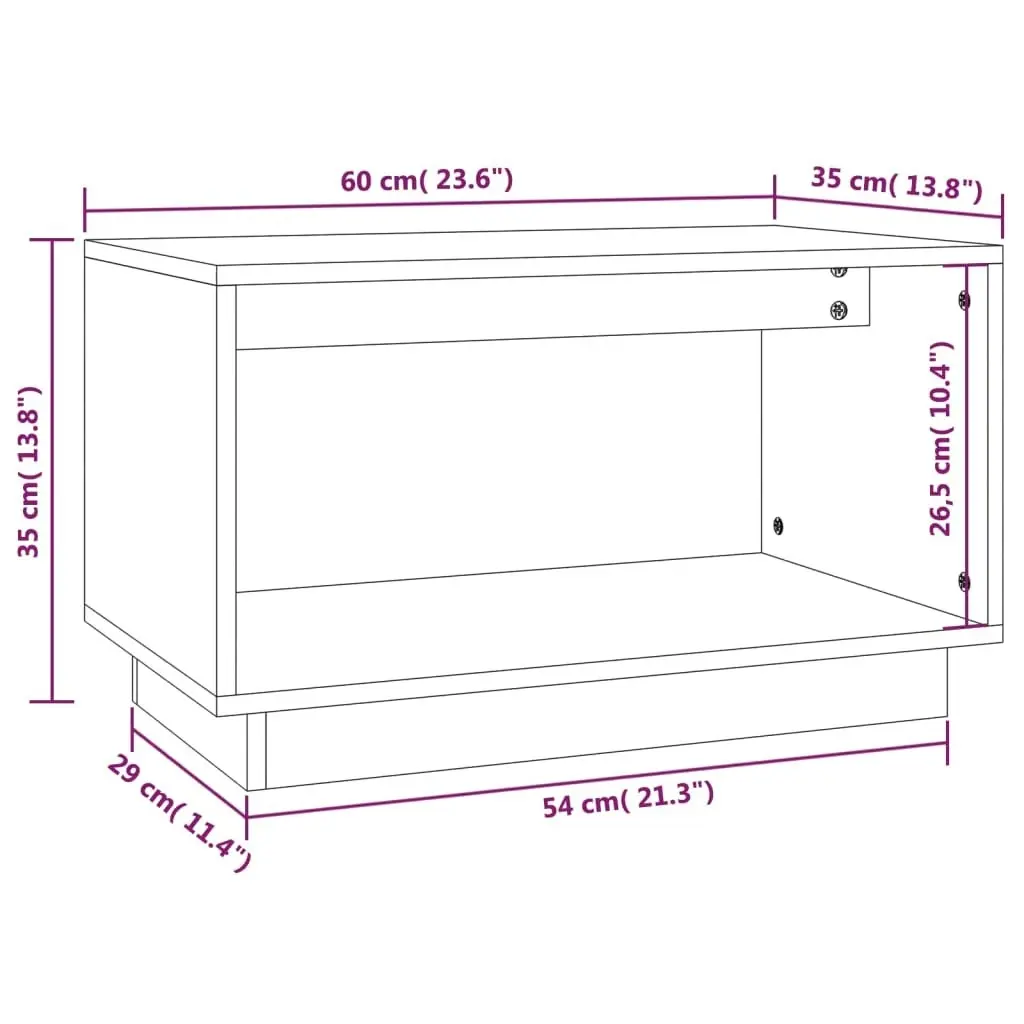 TV Cabinet Black 60x35x35 cm Solid Wood Pine 813828