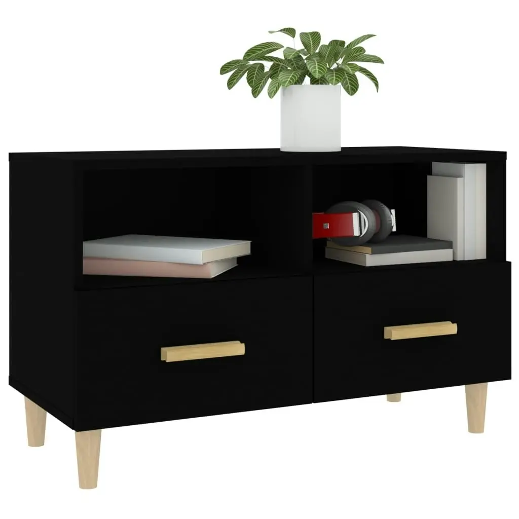 TV Cabinet Black 80x36x50 cm Engineered Wood 812583