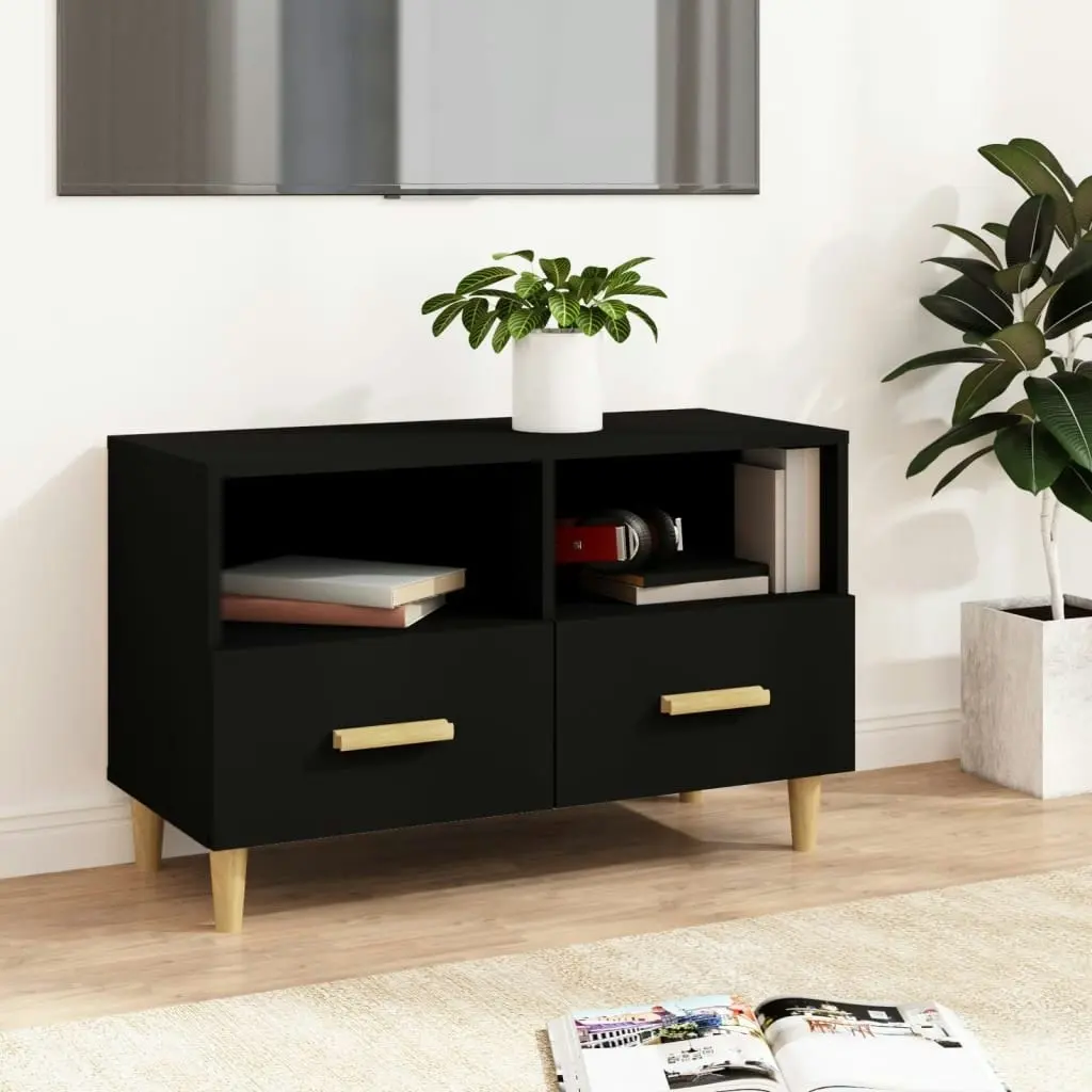 TV Cabinet Black 80x36x50 cm Engineered Wood 812583