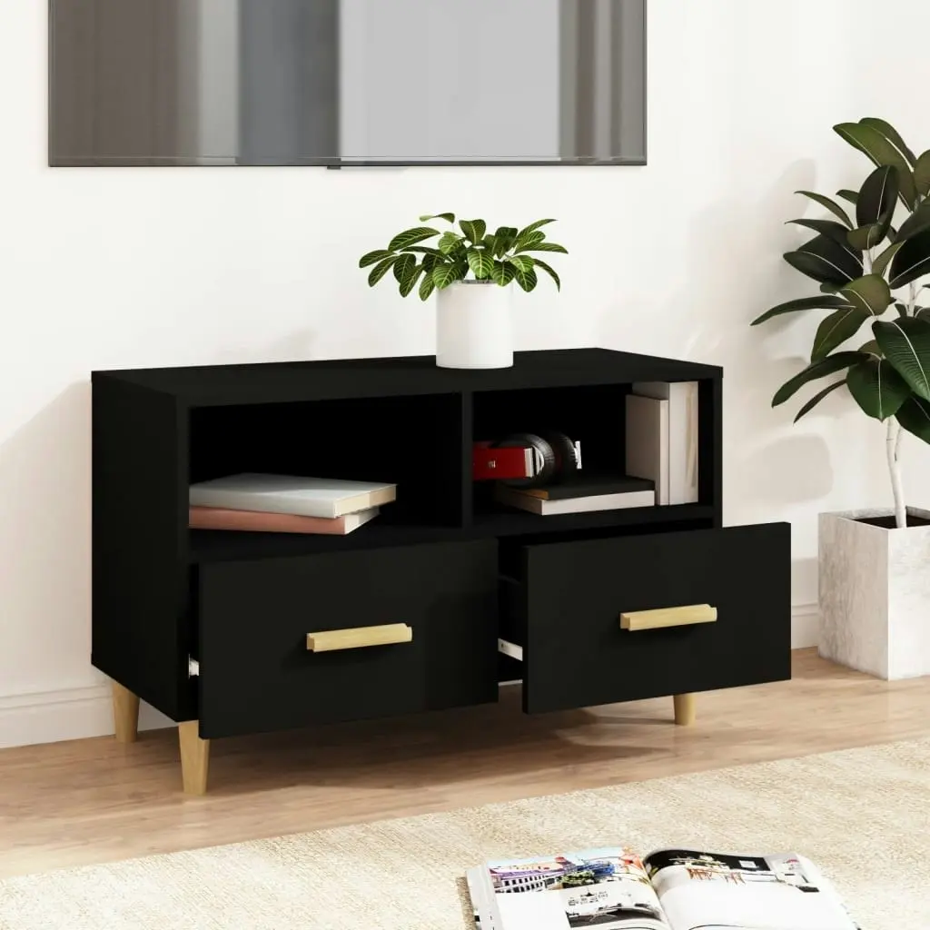 TV Cabinet Black 80x36x50 cm Engineered Wood 812583