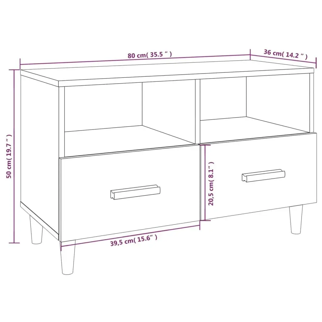 TV Cabinet Black 80x36x50 cm Engineered Wood 812583