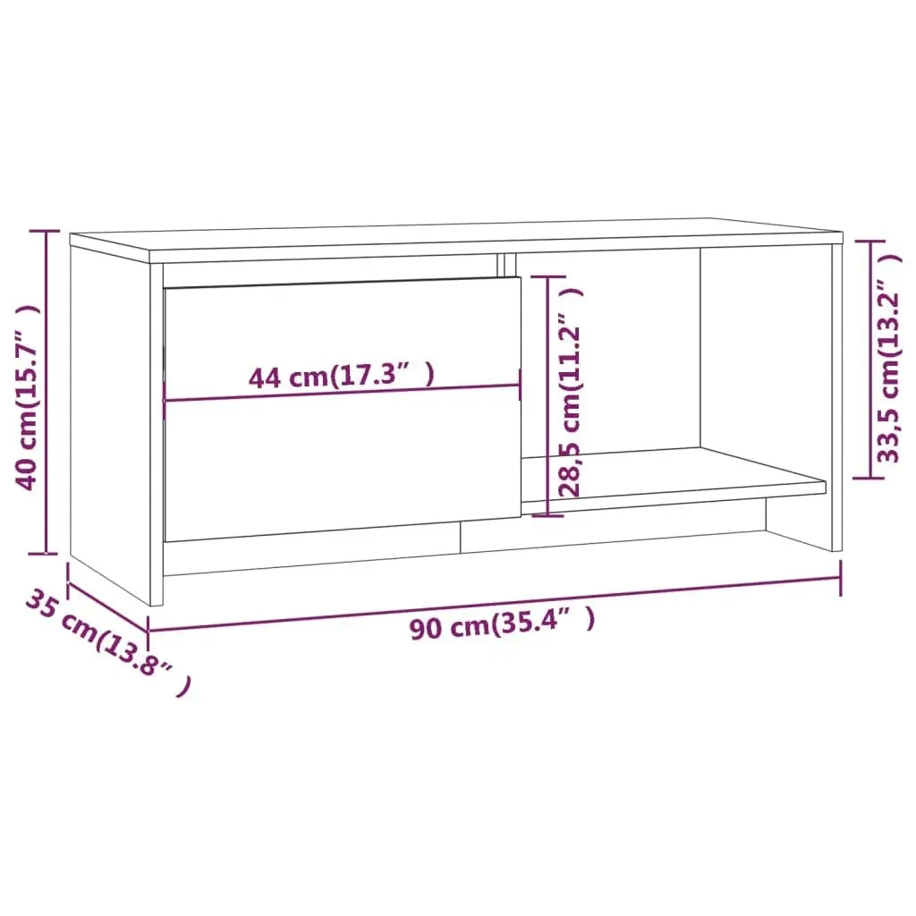 TV Cabinet Black 90x35x40 cm Engineered Wood 809783