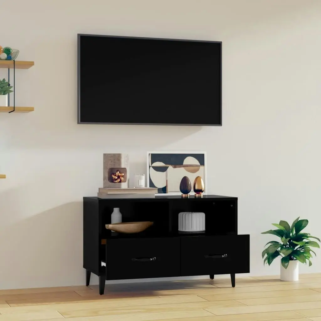 TV Cabinet Black 80x36x50 cm Engineered Wood 812592