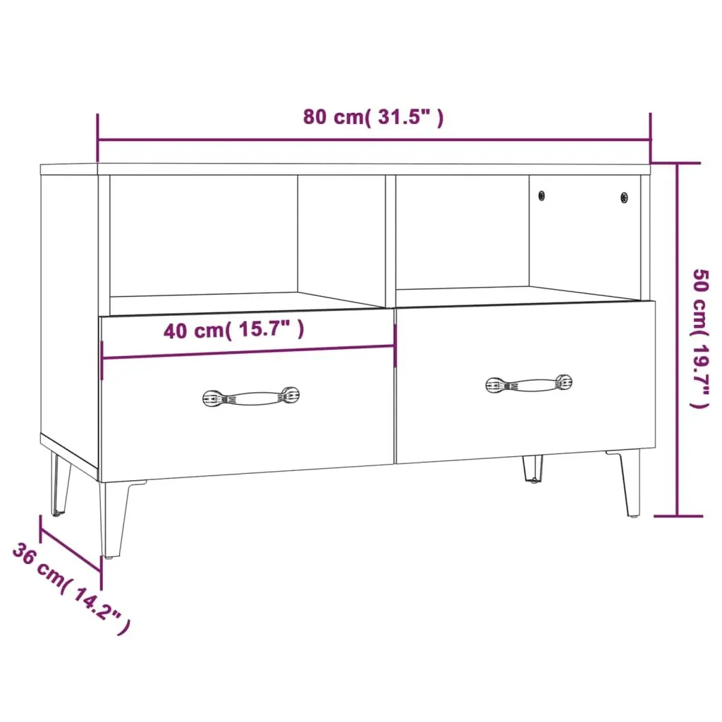 TV Cabinet Black 80x36x50 cm Engineered Wood 812592