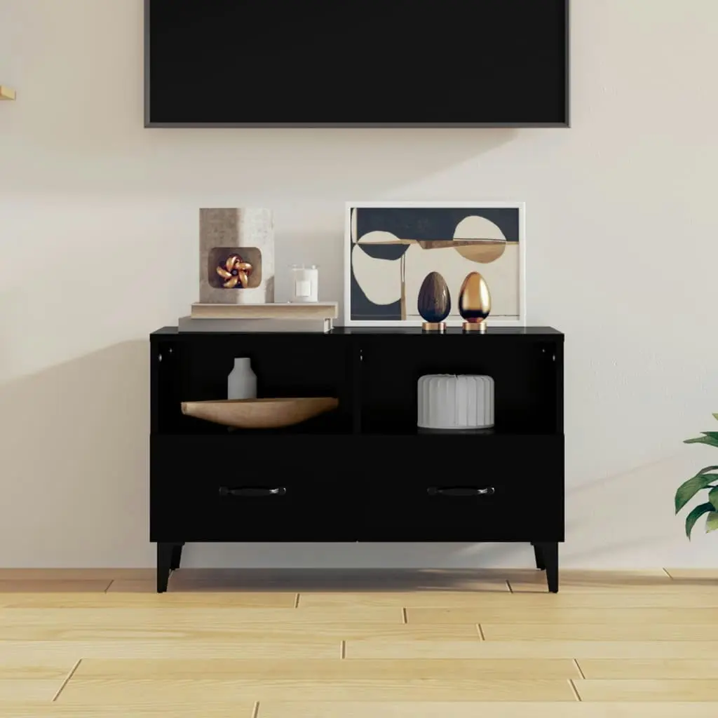 TV Cabinet Black 80x36x50 cm Engineered Wood 812592