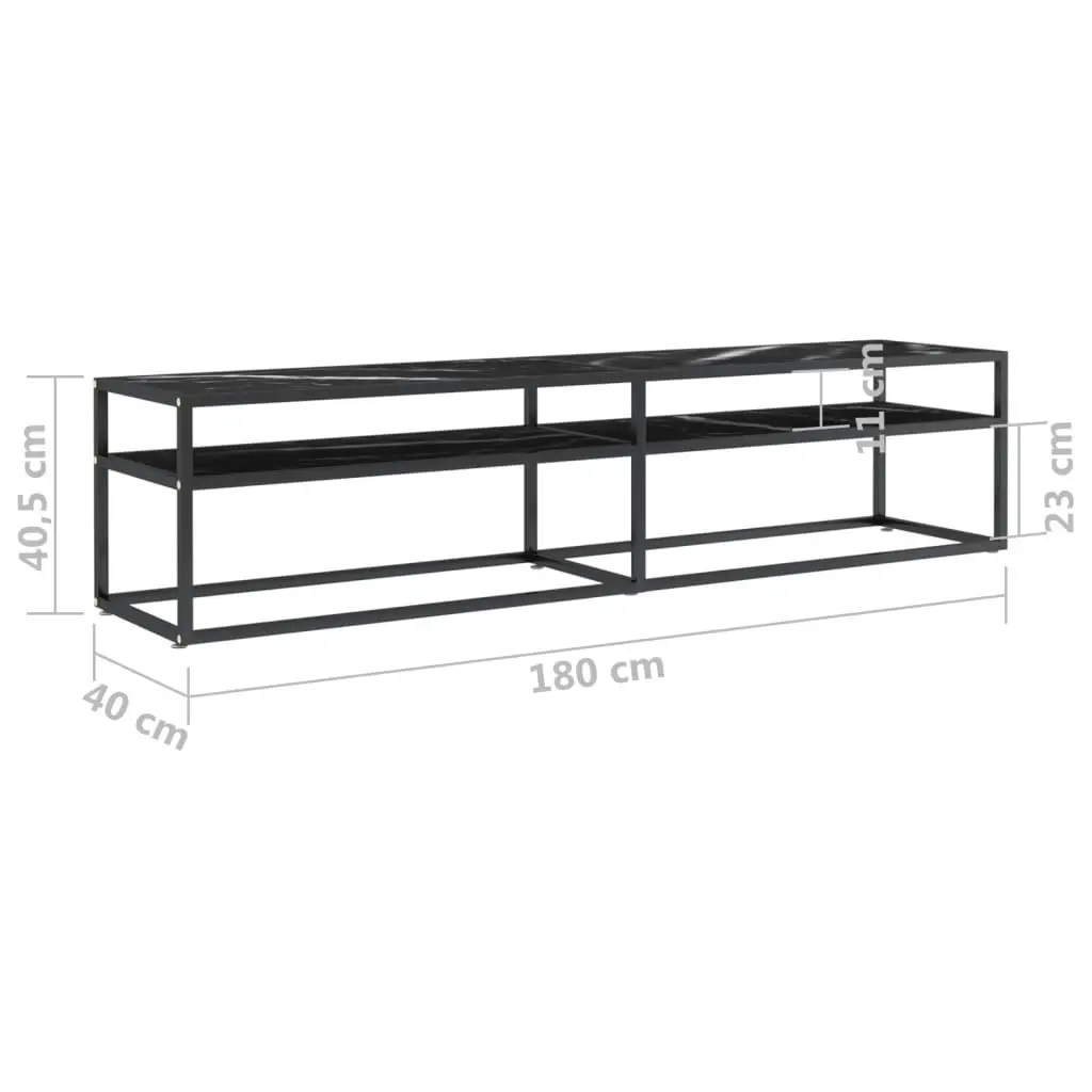 TV Cabinet Black Marble 180x40x40.5 cm Tempered Glass 331725