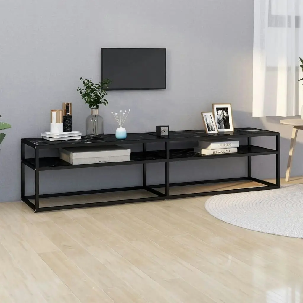 TV Cabinet Black Marble 180x40x40.5 cm Tempered Glass 331725