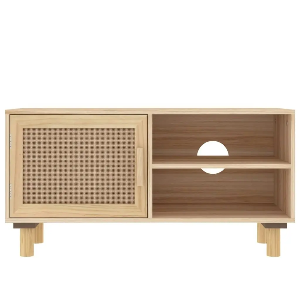 TV Cabinet Brown 80x30x40 cm Solid Wood Pine and Natural Rattan 345614