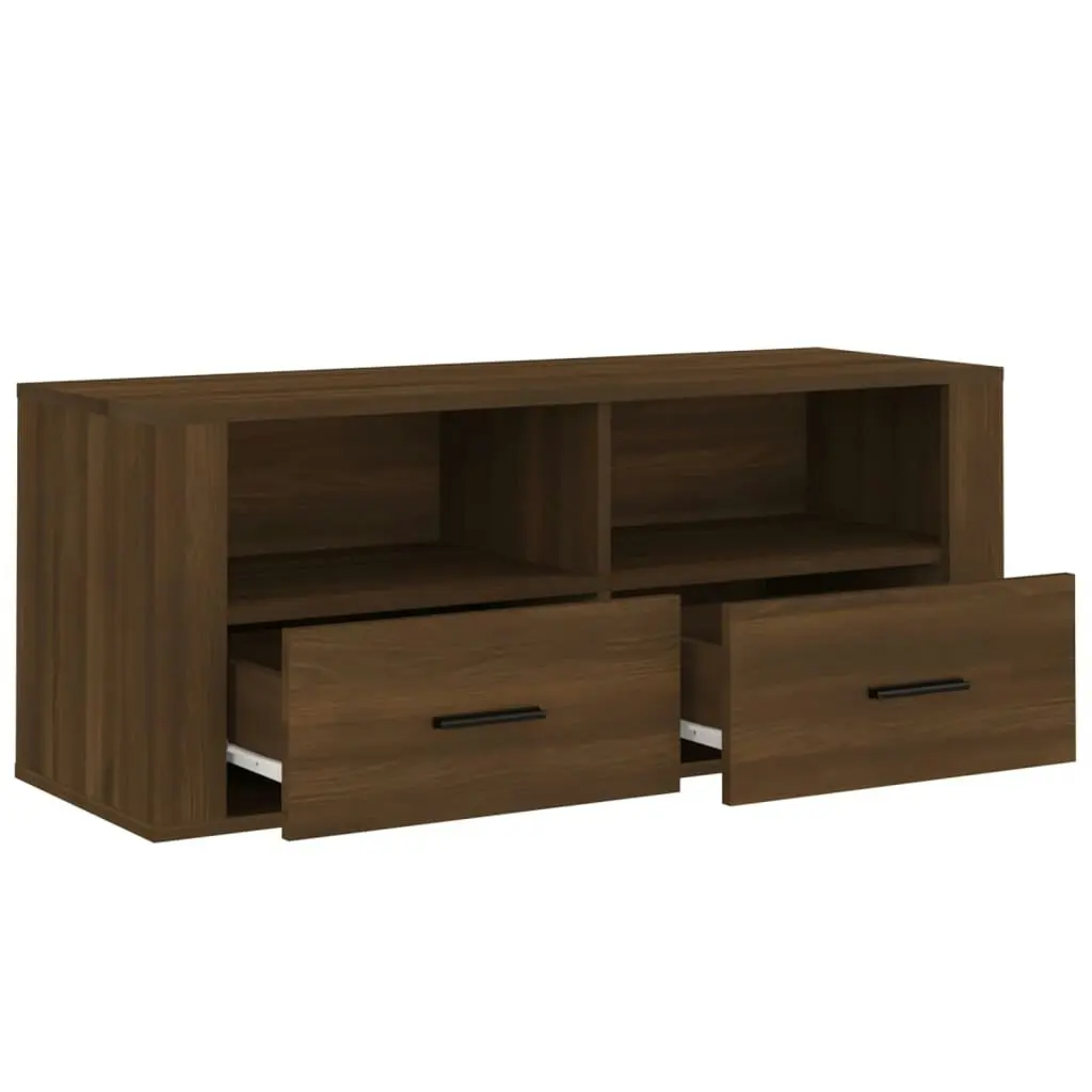 TV Cabinet Brown Oak 100x35x40 cm Engineered Wood 816815