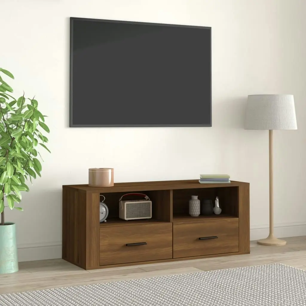 TV Cabinet Brown Oak 100x35x40 cm Engineered Wood 816815