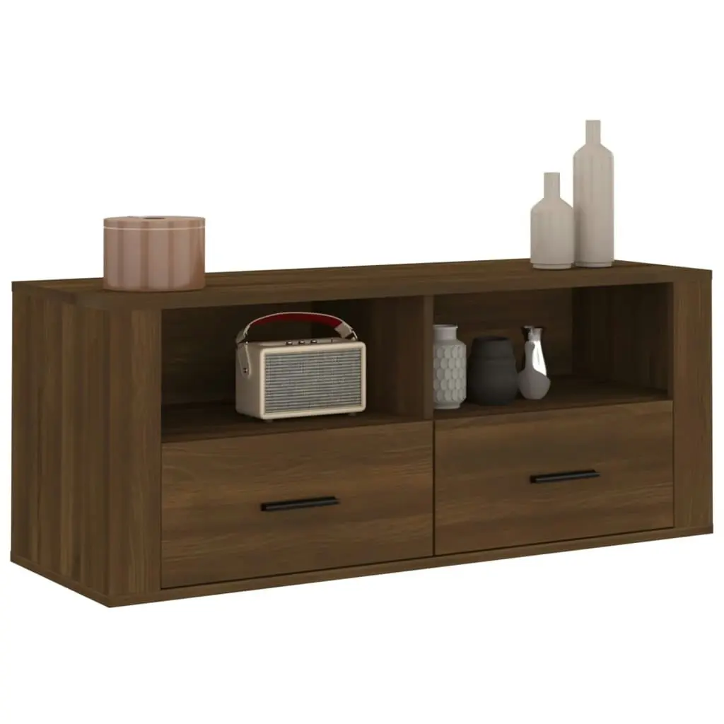 TV Cabinet Brown Oak 100x35x40 cm Engineered Wood 816815