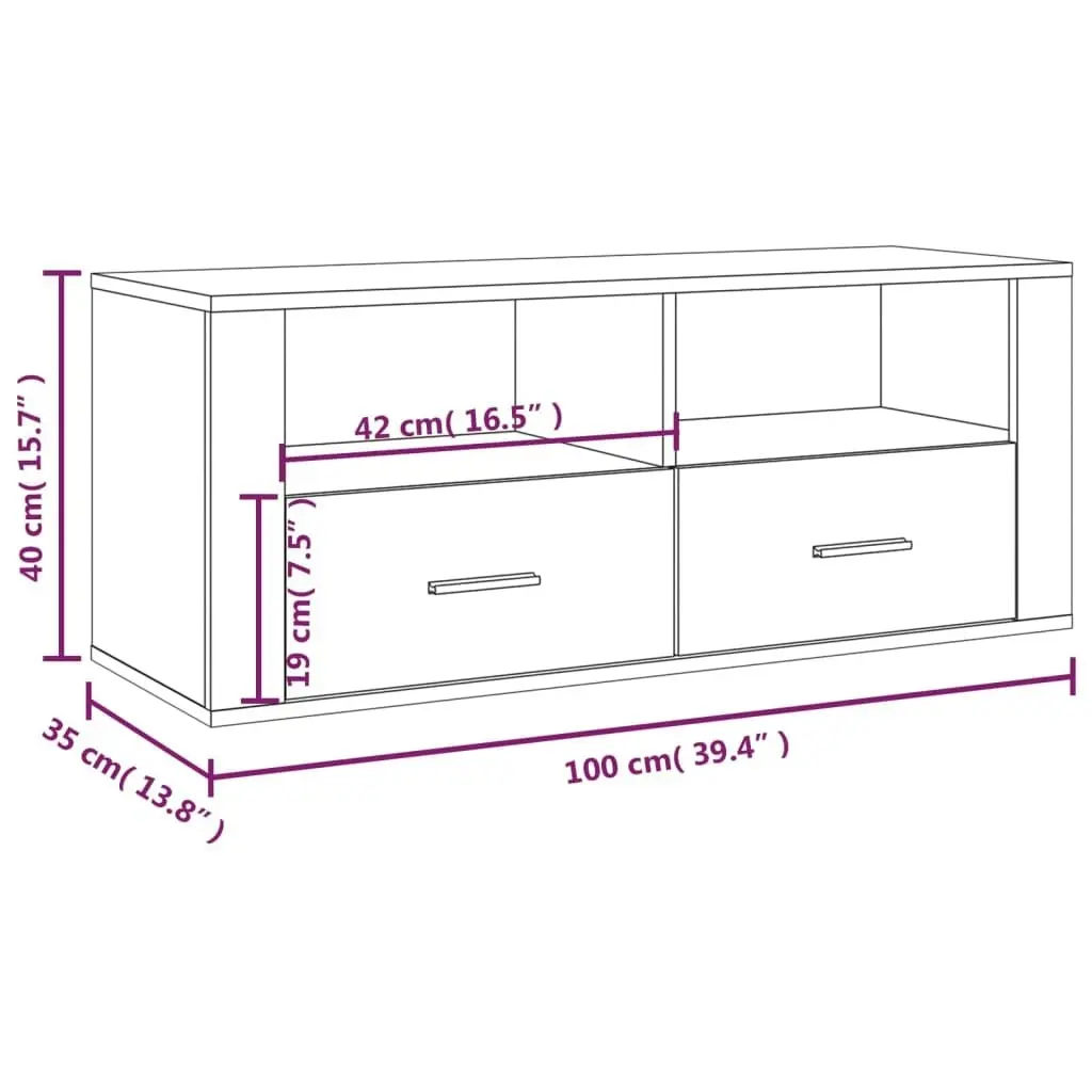 TV Cabinet Brown Oak 100x35x40 cm Engineered Wood 816815