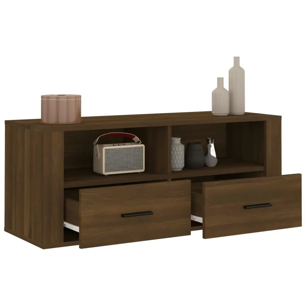 TV Cabinet Brown Oak 100x35x40 cm Engineered Wood 816815