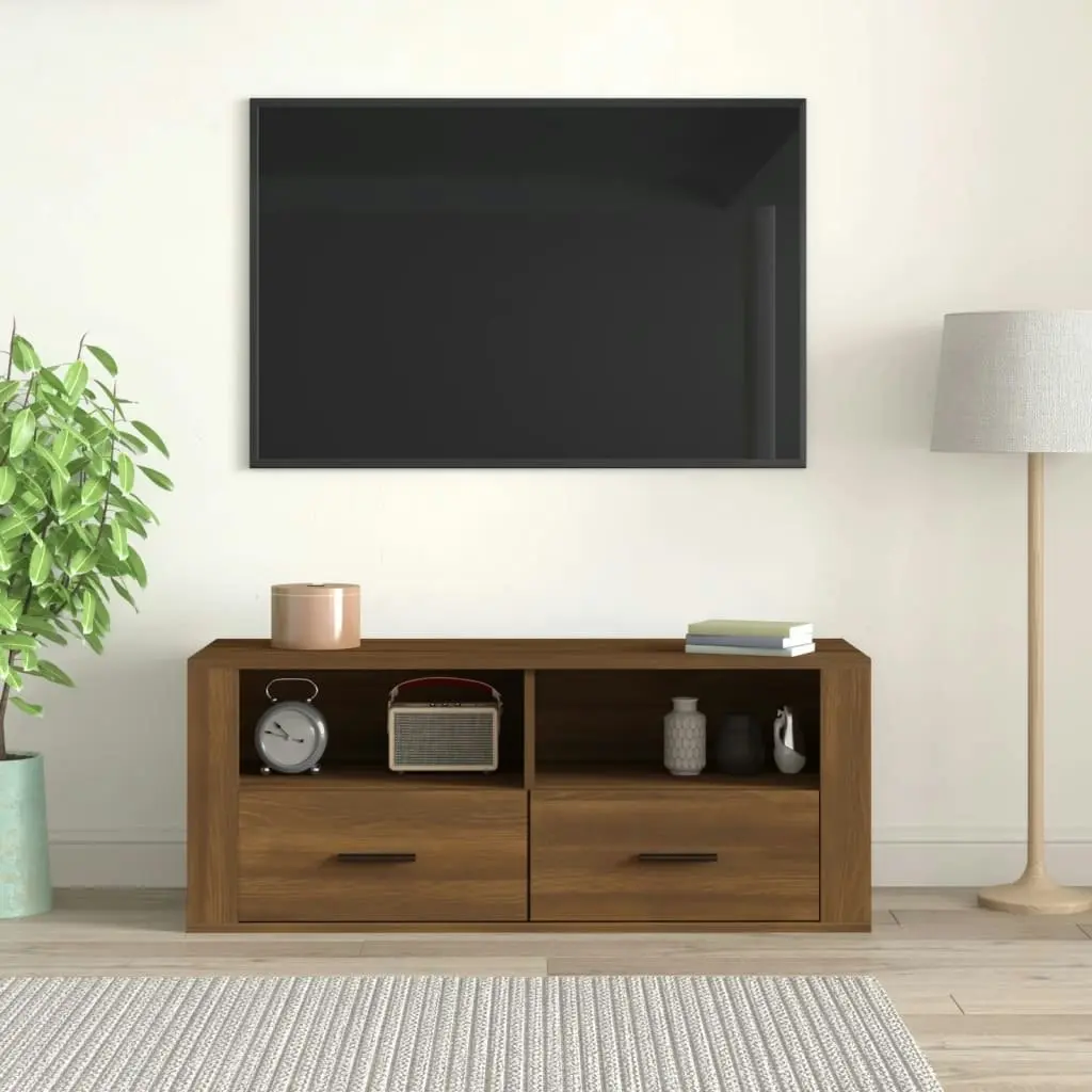 TV Cabinet Brown Oak 100x35x40 cm Engineered Wood 816815