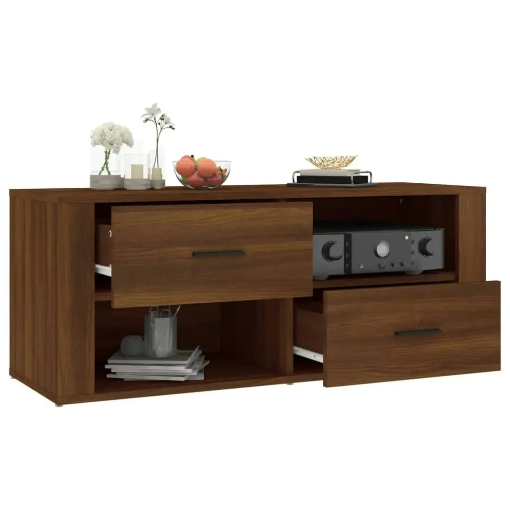 TV Cabinet Brown Oak 100x35x40 cm Engineered Wood 823106