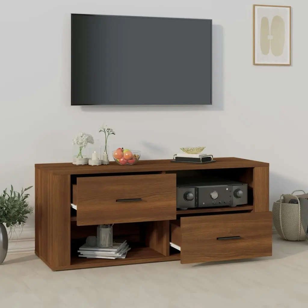 TV Cabinet Brown Oak 100x35x40 cm Engineered Wood 823106