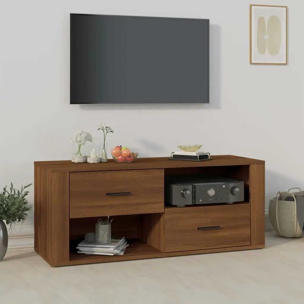 TV Cabinet Brown Oak 100x35x40 cm Engineered Wood 823106