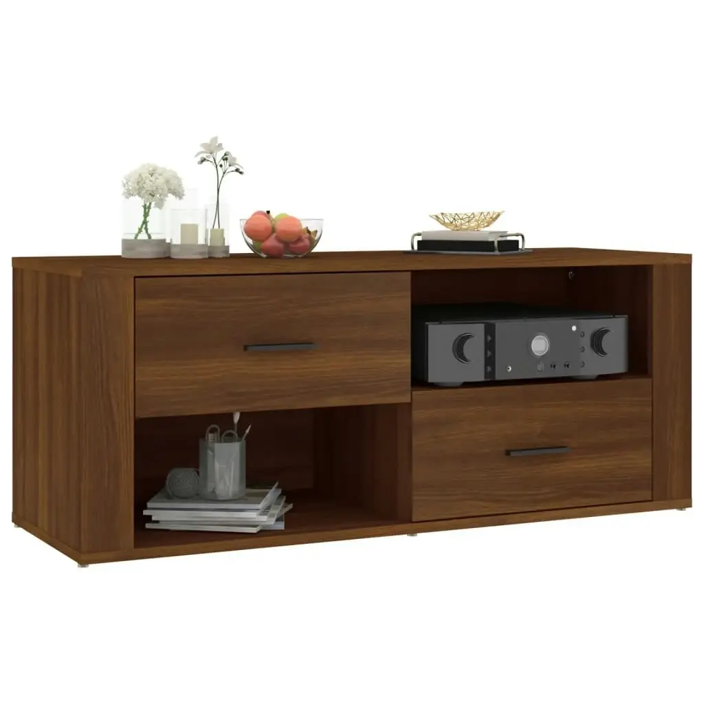 TV Cabinet Brown Oak 100x35x40 cm Engineered Wood 823106