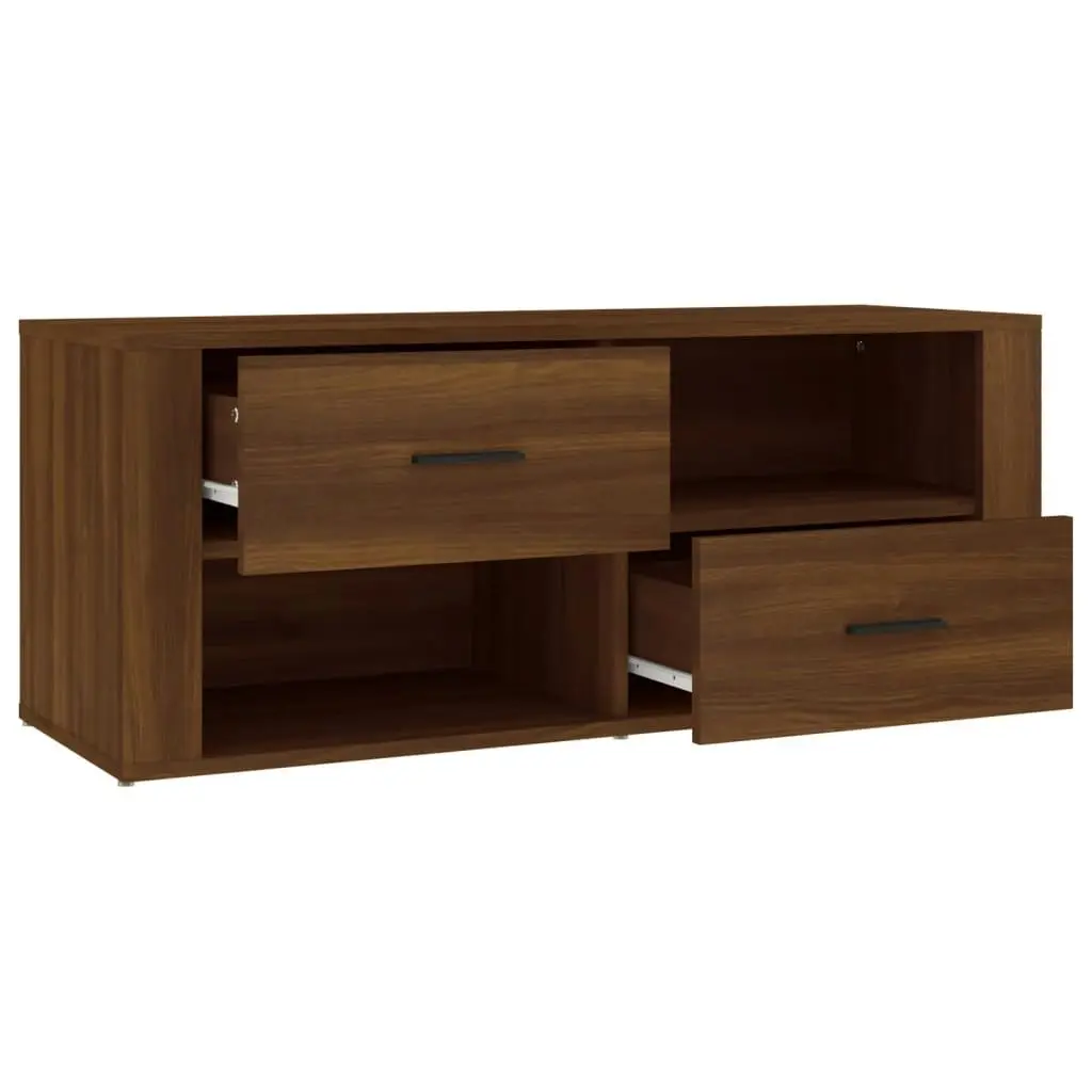 TV Cabinet Brown Oak 100x35x40 cm Engineered Wood 823106