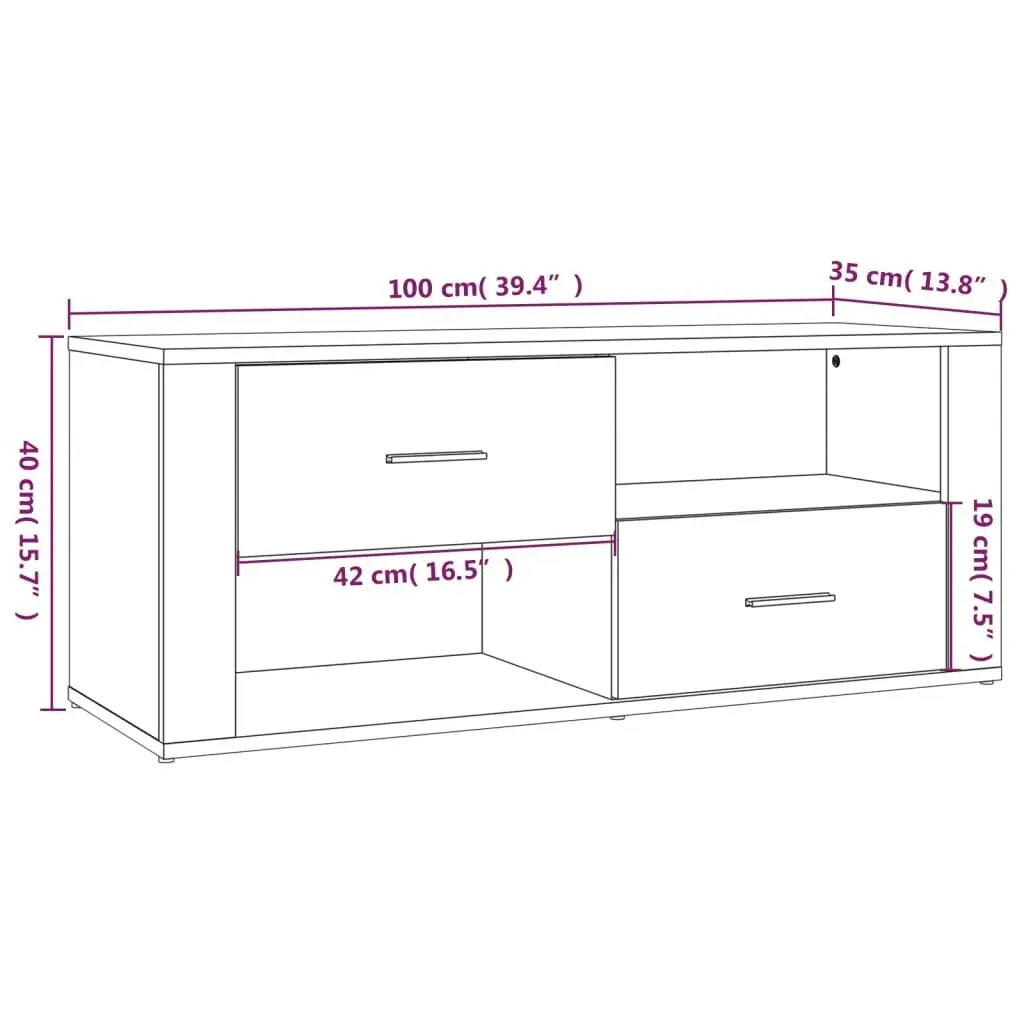 TV Cabinet Brown Oak 100x35x40 cm Engineered Wood 823106