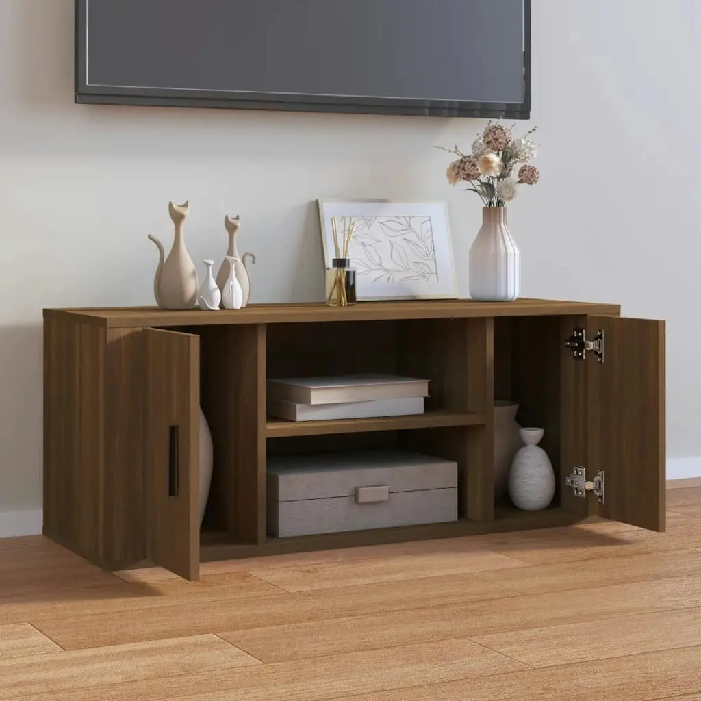 TV Cabinet Brown Oak 100x35x40 cm Engineered Wood 823098