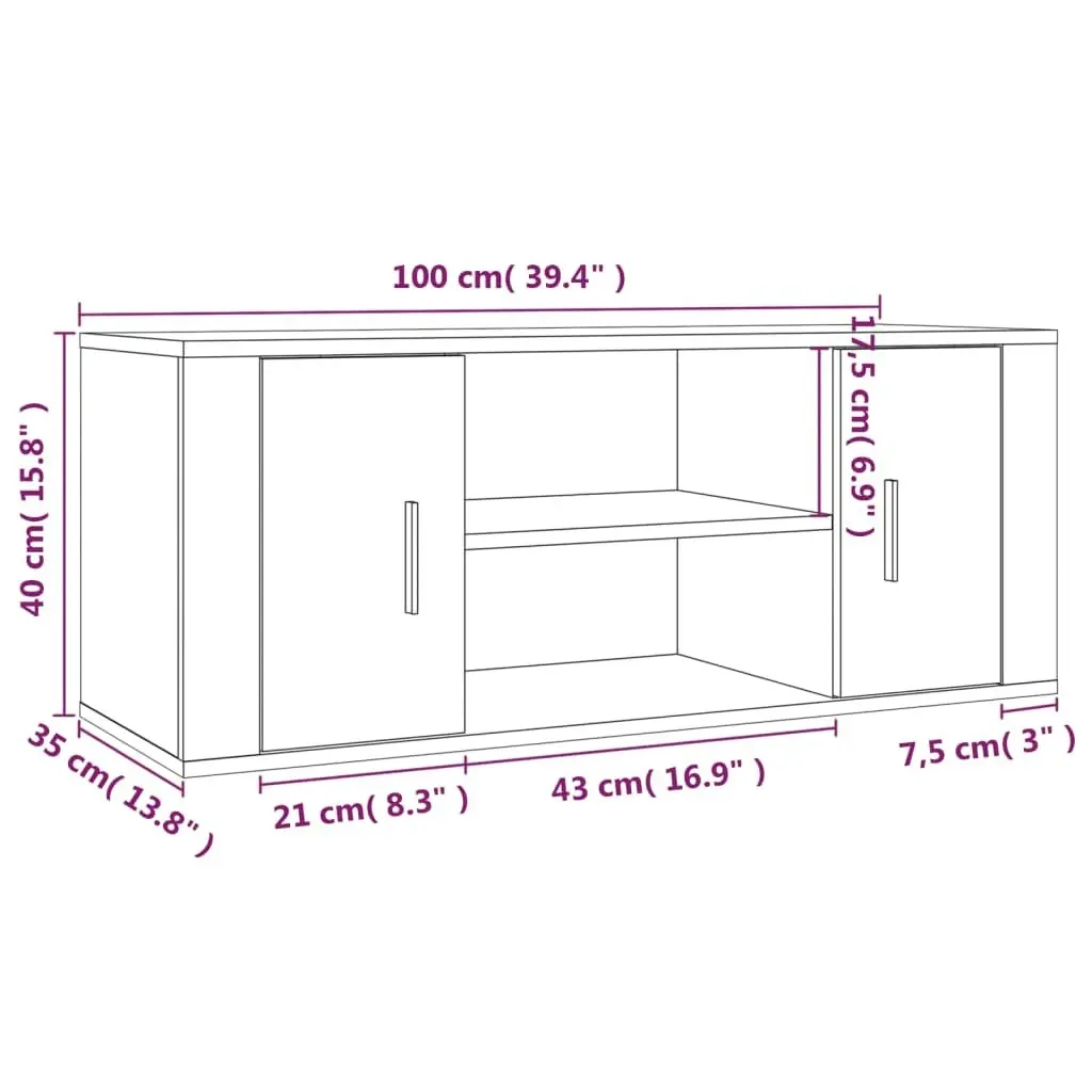 TV Cabinet Brown Oak 100x35x40 cm Engineered Wood 823098