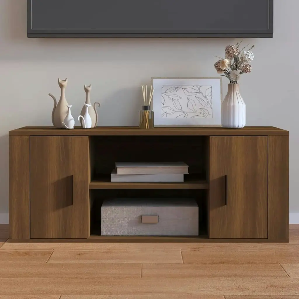 TV Cabinet Brown Oak 100x35x40 cm Engineered Wood 823098