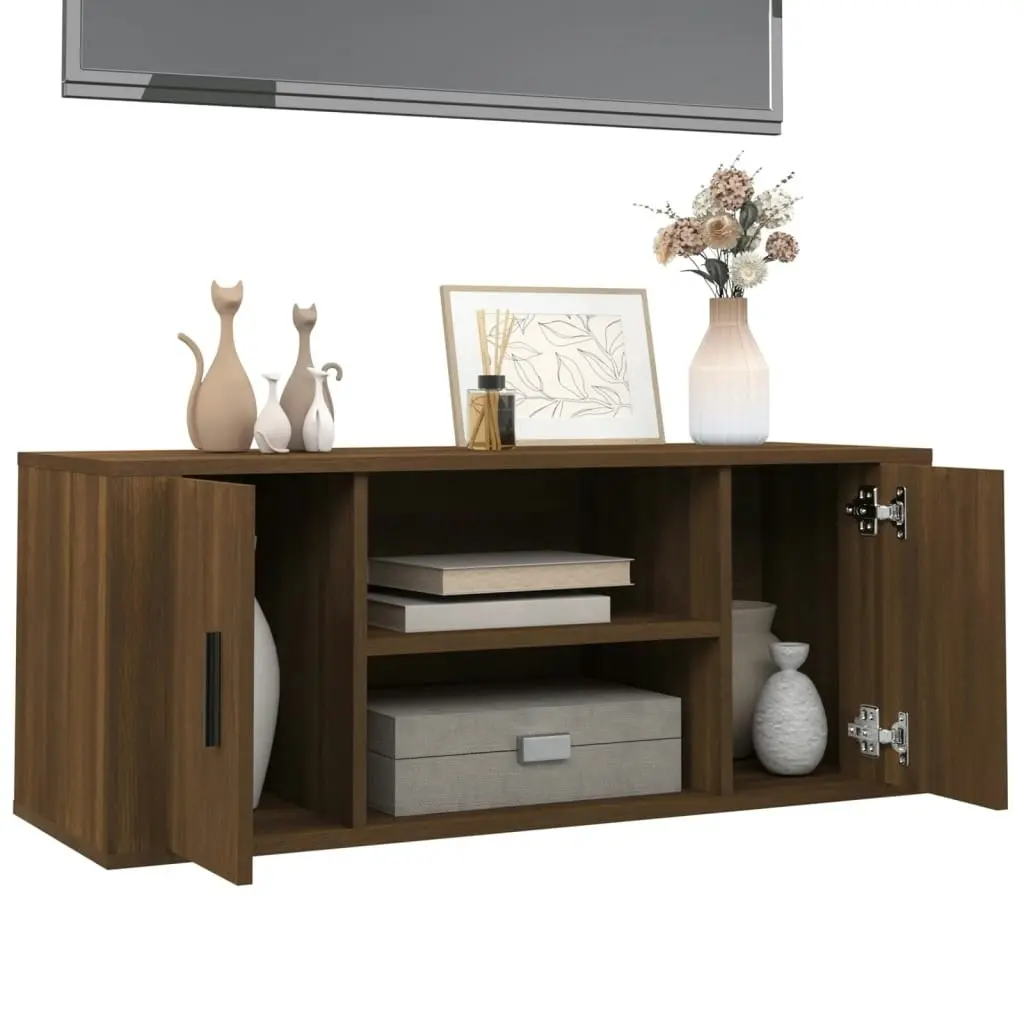 TV Cabinet Brown Oak 100x35x40 cm Engineered Wood 823098