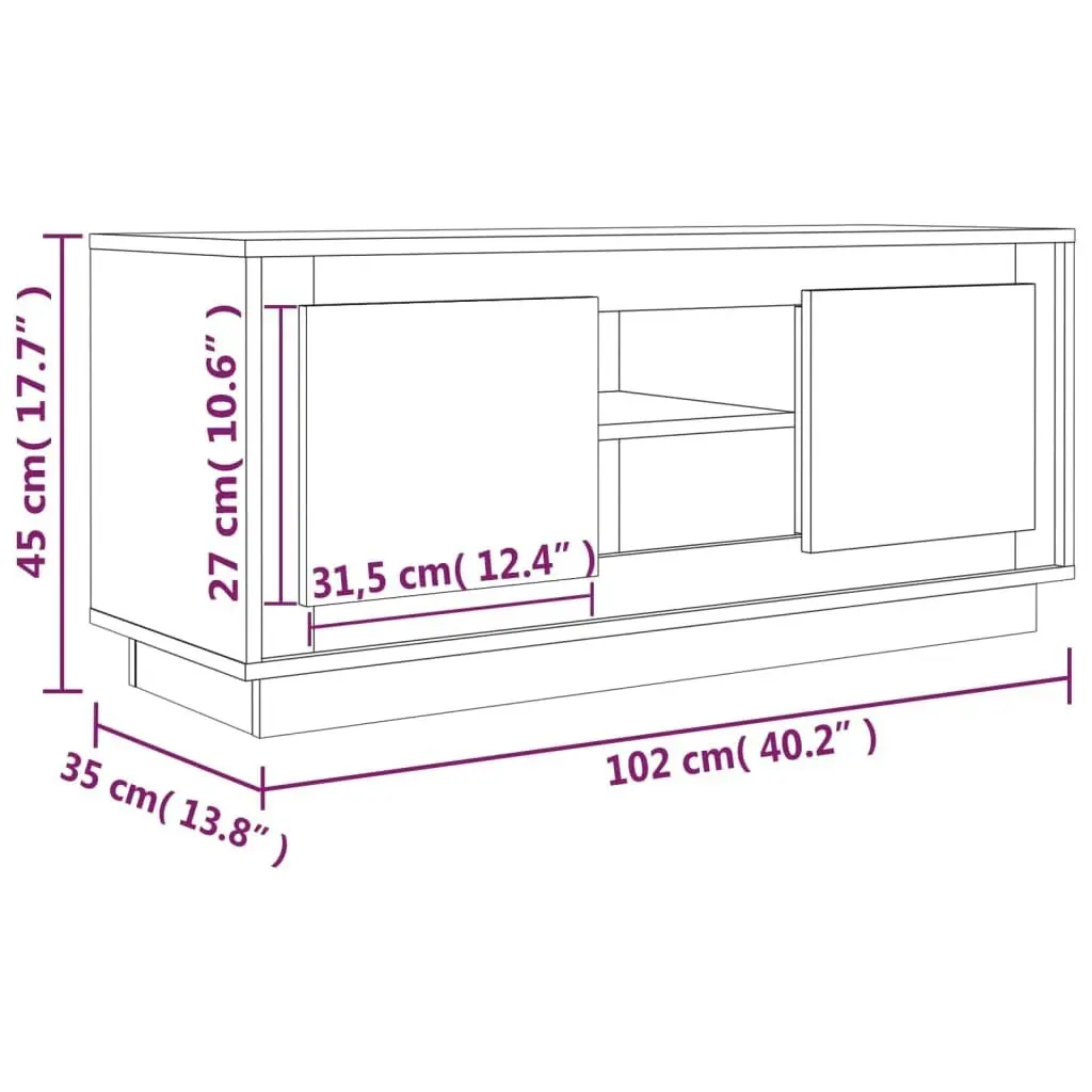 TV Cabinet Brown Oak 102x35x45 cm Engineered Wood 819867