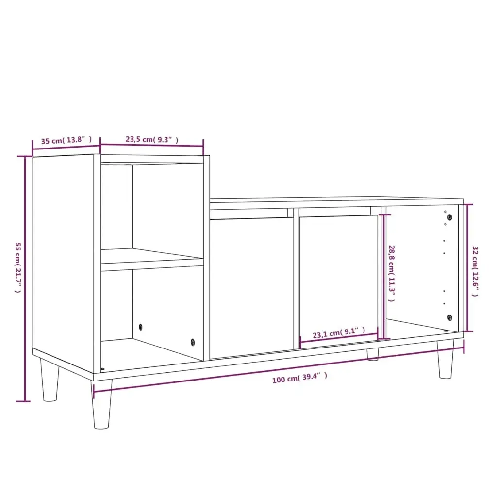 TV Cabinet Brown Oak 100x35x55 cm Engineered Wood 821179