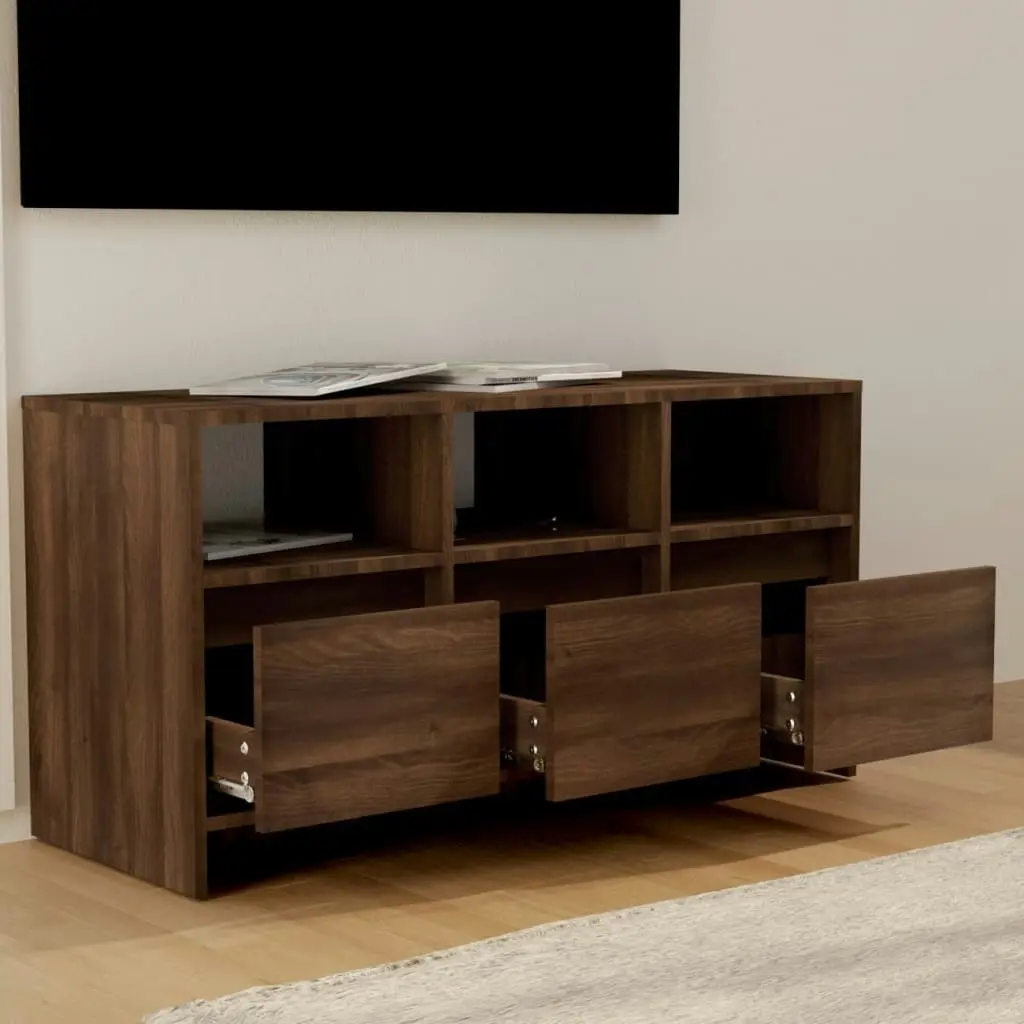 TV Cabinet Brown Oak 102x37.5x52.5 cm Engineered Wood 813025