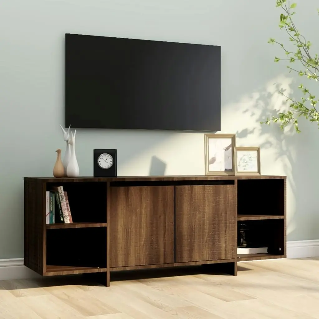 TV Cabinet Brown Oak 130x35x50 cm Engineered Wood 813055