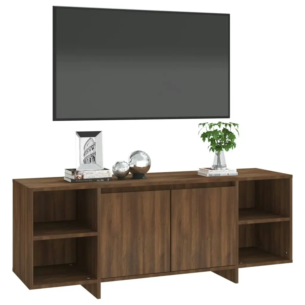 TV Cabinet Brown Oak 130x35x50 cm Engineered Wood 813055