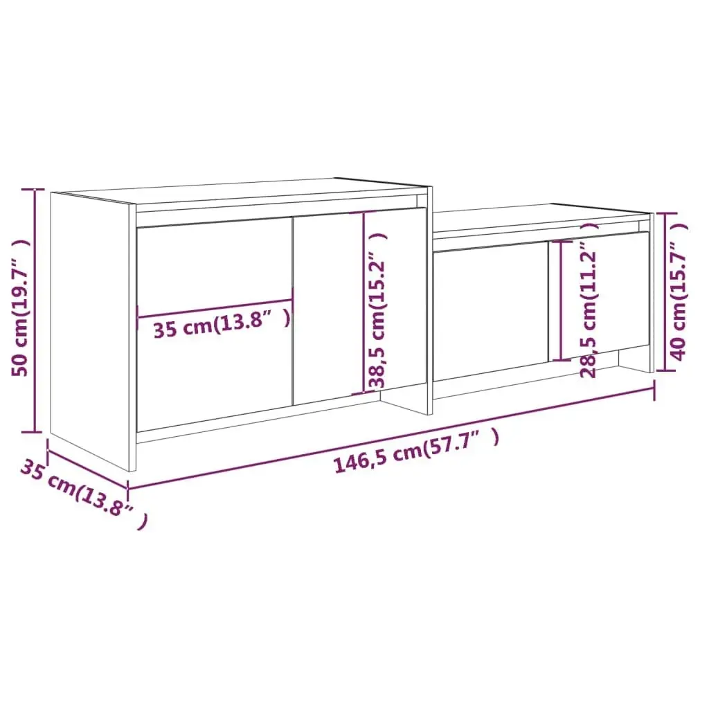 TV Cabinet Brown Oak 146.5x35x50 cm Engineered Wood 813028