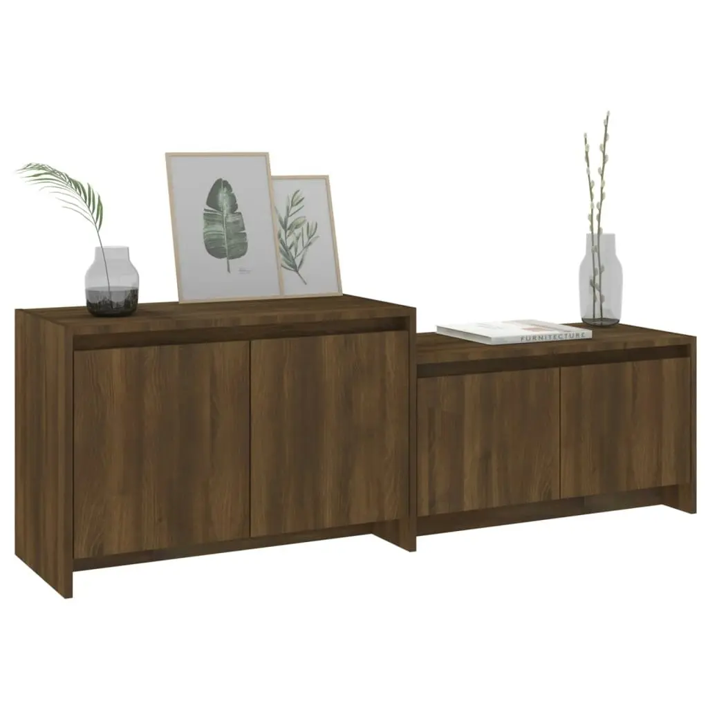 TV Cabinet Brown Oak 146.5x35x50 cm Engineered Wood 813028