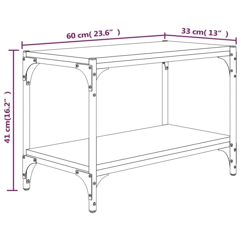 TV Cabinet Brown Oak 60x33x41 cm Engineered Wood and Steel 819321