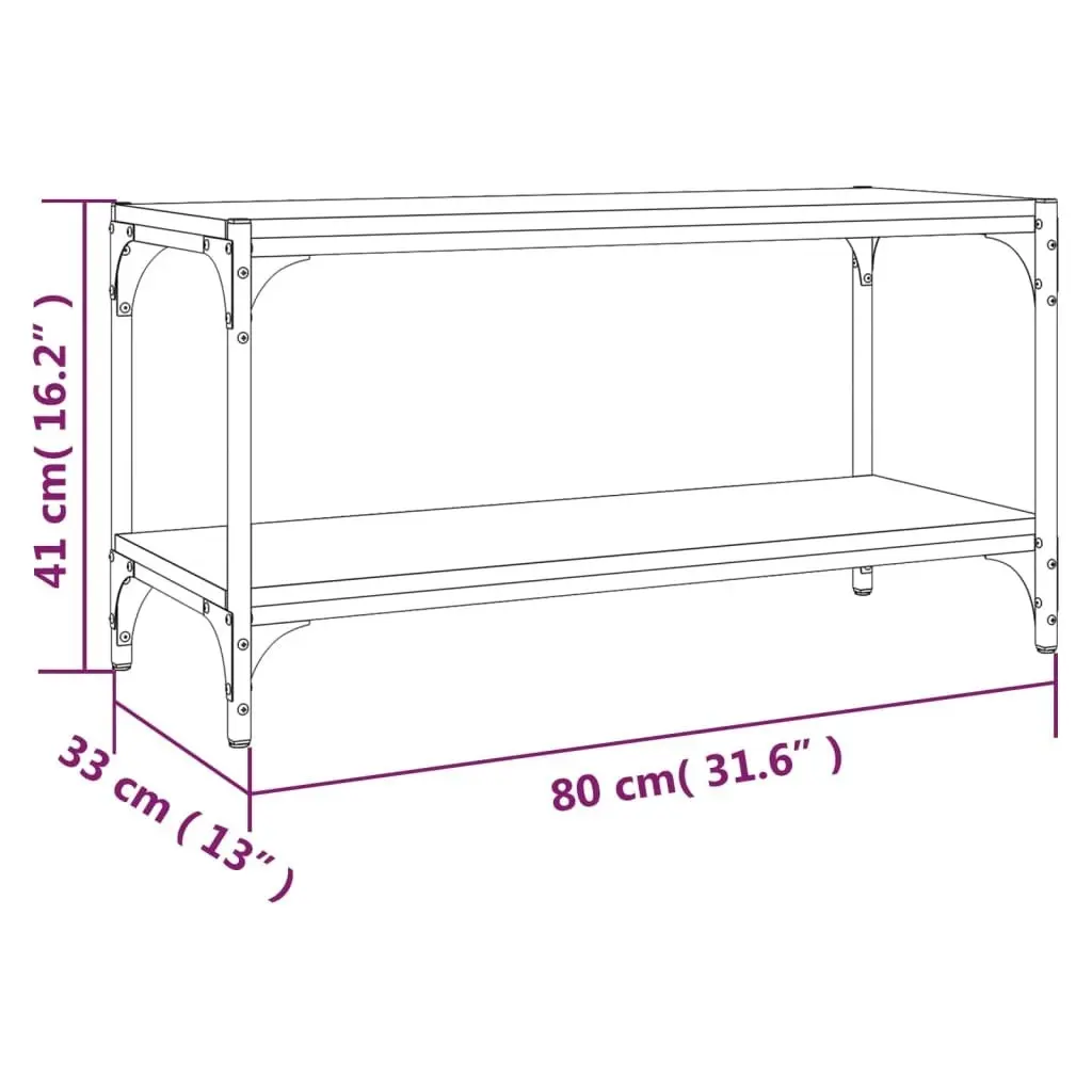 TV Cabinet Brown Oak 80x33x41 cm Engineered Wood and Steel 819336