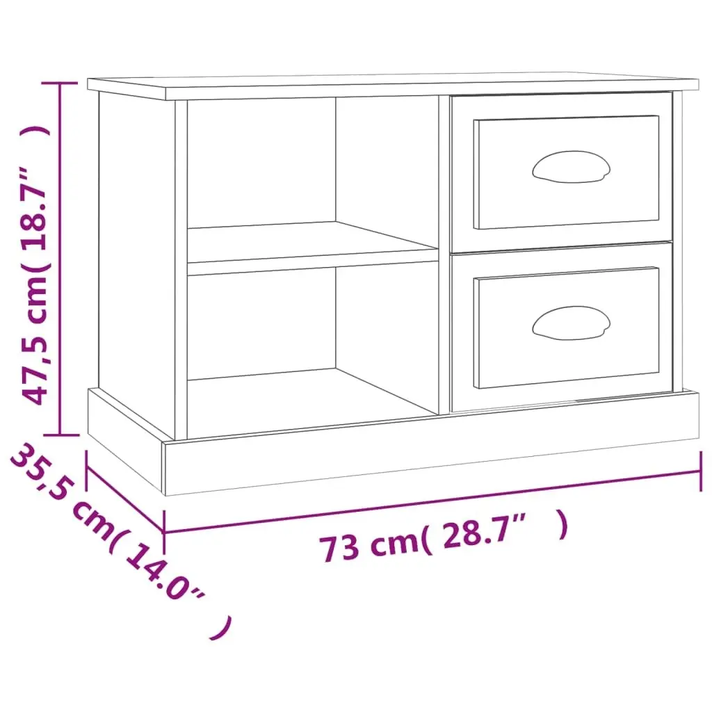 TV Cabinet Brown Oak 73x35.5x47.5 cm Engineered Wood 816175