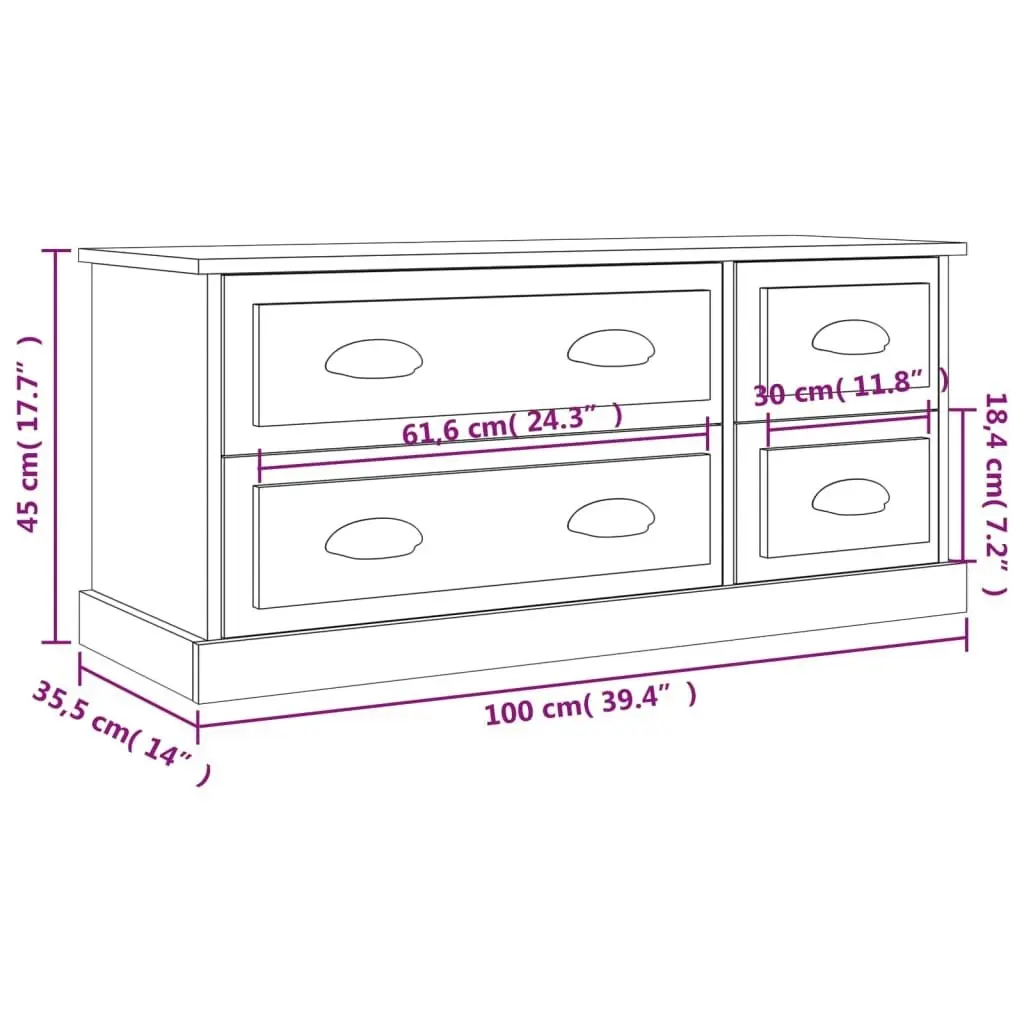 TV Cabinet Concrete Grey 100x35.5x45 cm Engineered Wood 816452