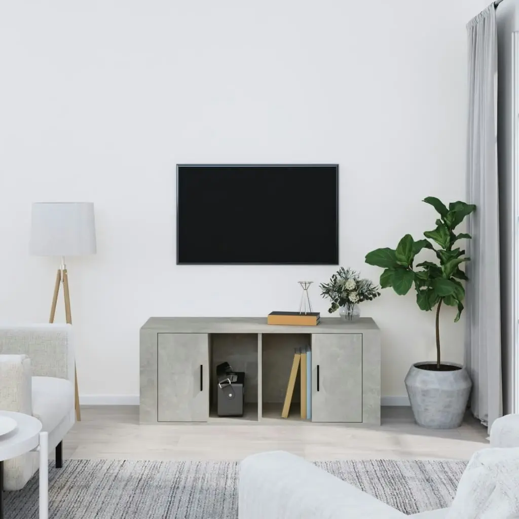 TV Cabinet Concrete Grey 100x35x40 cm Engineered Wood 816804