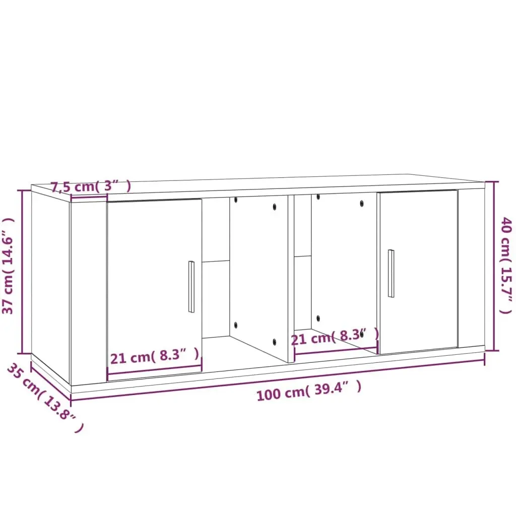 TV Cabinet Concrete Grey 100x35x40 cm Engineered Wood 816804