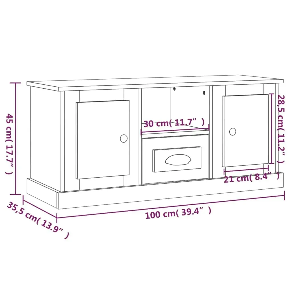 TV Cabinet Concrete Grey 100x35.5x45 cm Engineered Wood 816460