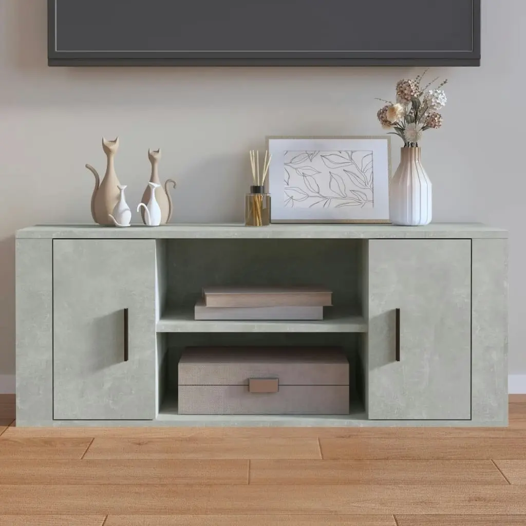 TV Cabinet Concrete Grey 100x35x40 cm Engineered Wood 823095