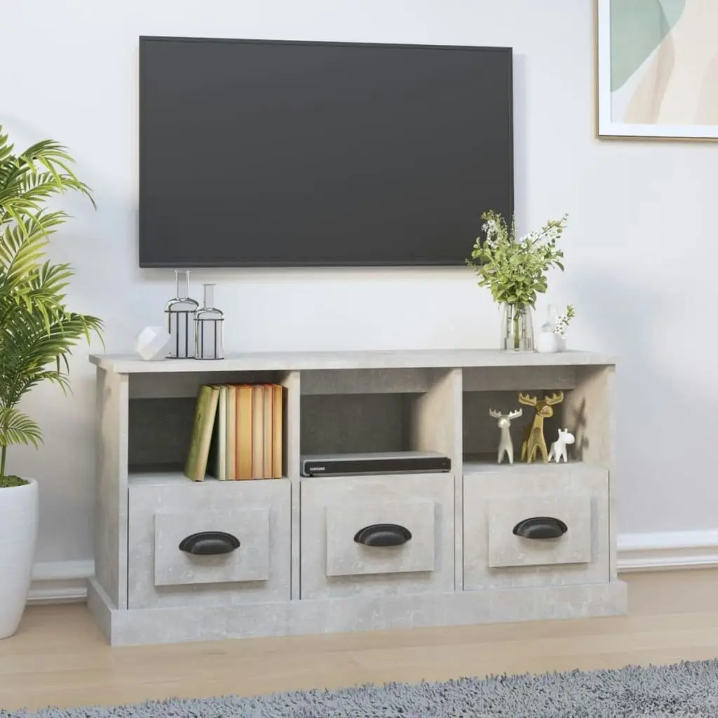 TV Cabinet Concrete Grey 100x35x50 cm Engineered Wood 816292